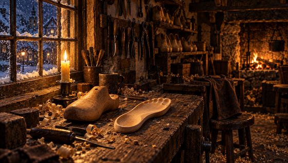 Workshop bench with carved sole